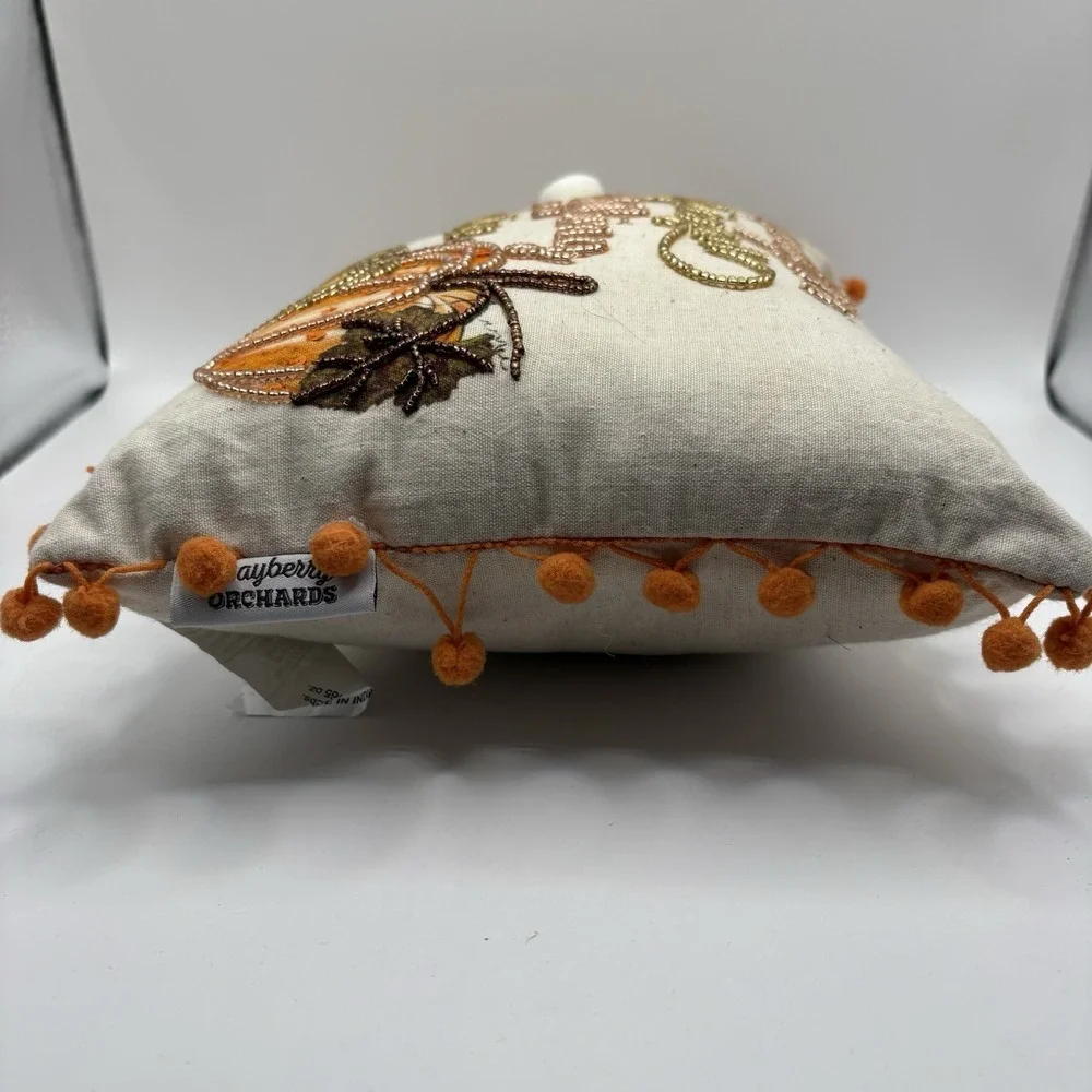 Bayberry Orchards Fall Pumpkin Spice And Everything Nice Pillow Tassels